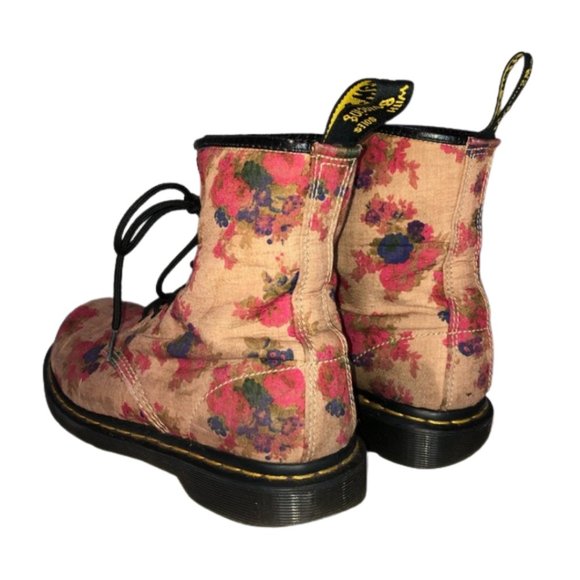 Dr. Martens Castel Floral Canvas Combat Boots - 10 - Picture 5 of 16